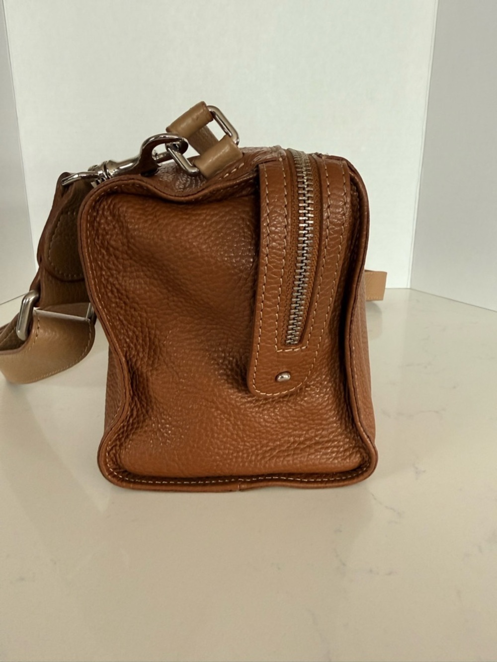 Ruskin Chester Bag Italian Leather Top Handle Crossbody Tan - Picture 5 of 9